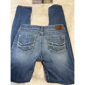 BKE Harper Skinny Jeans Womens 27x31.5 Medium Wash Embroidered Pockets Denim